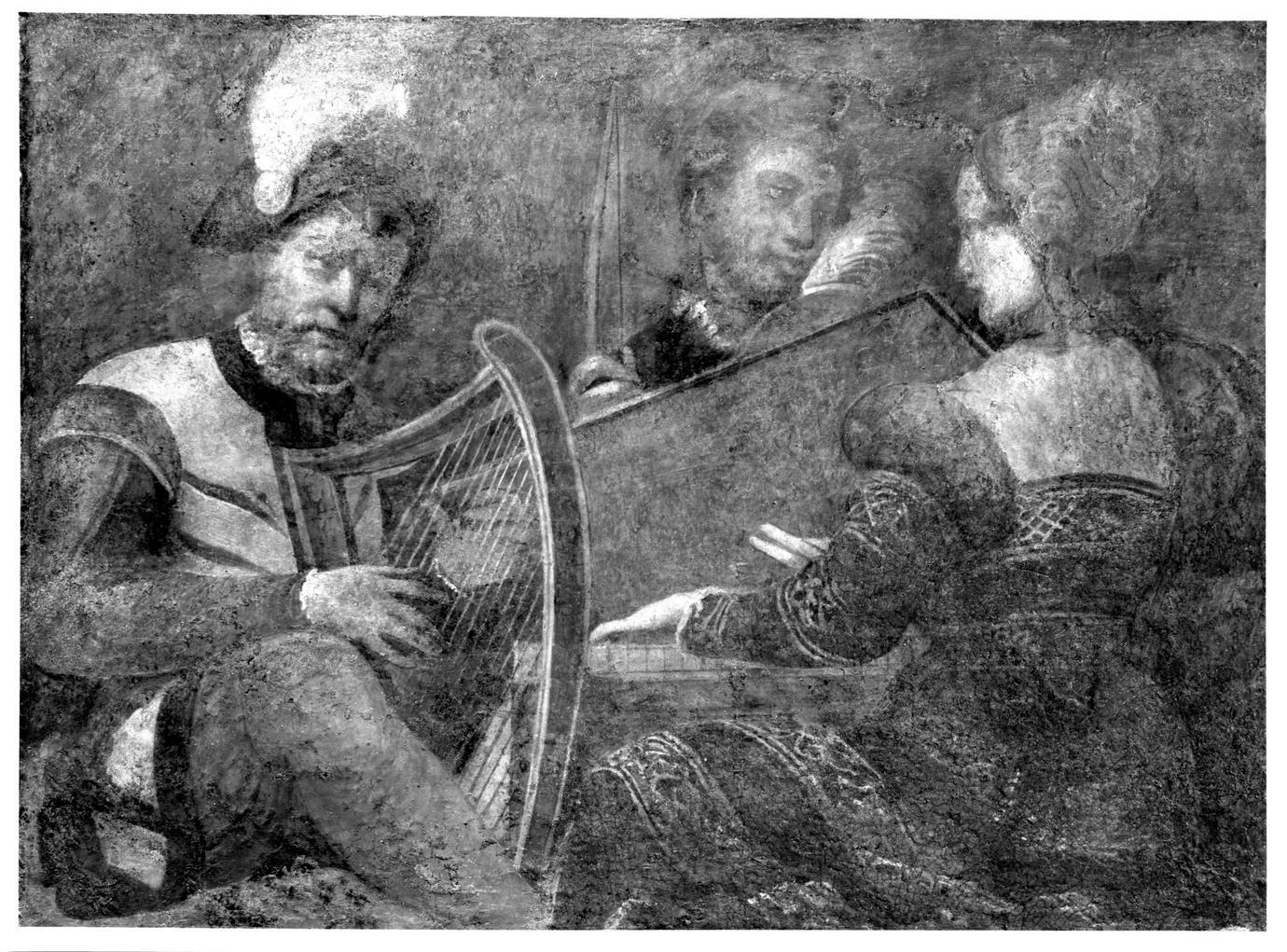 concerto di una dama e di due cavalieri (dipinto, elemento d'insieme) di Dell'Abate Niccolò (sec. XVI)