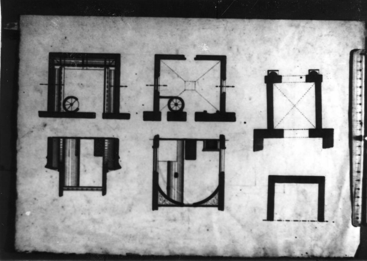 piante e sezioni della Torre dell'orolgio di Carpi (disegno) - ambito carpigiano (metà sec. XIX)