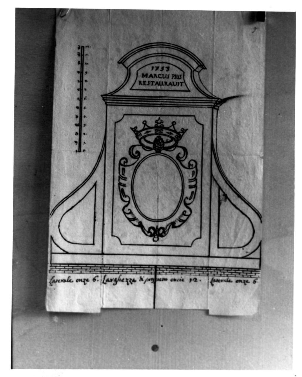 cimasa ornamentale (disegno) - ambito carpigiano (sec. XVIII)