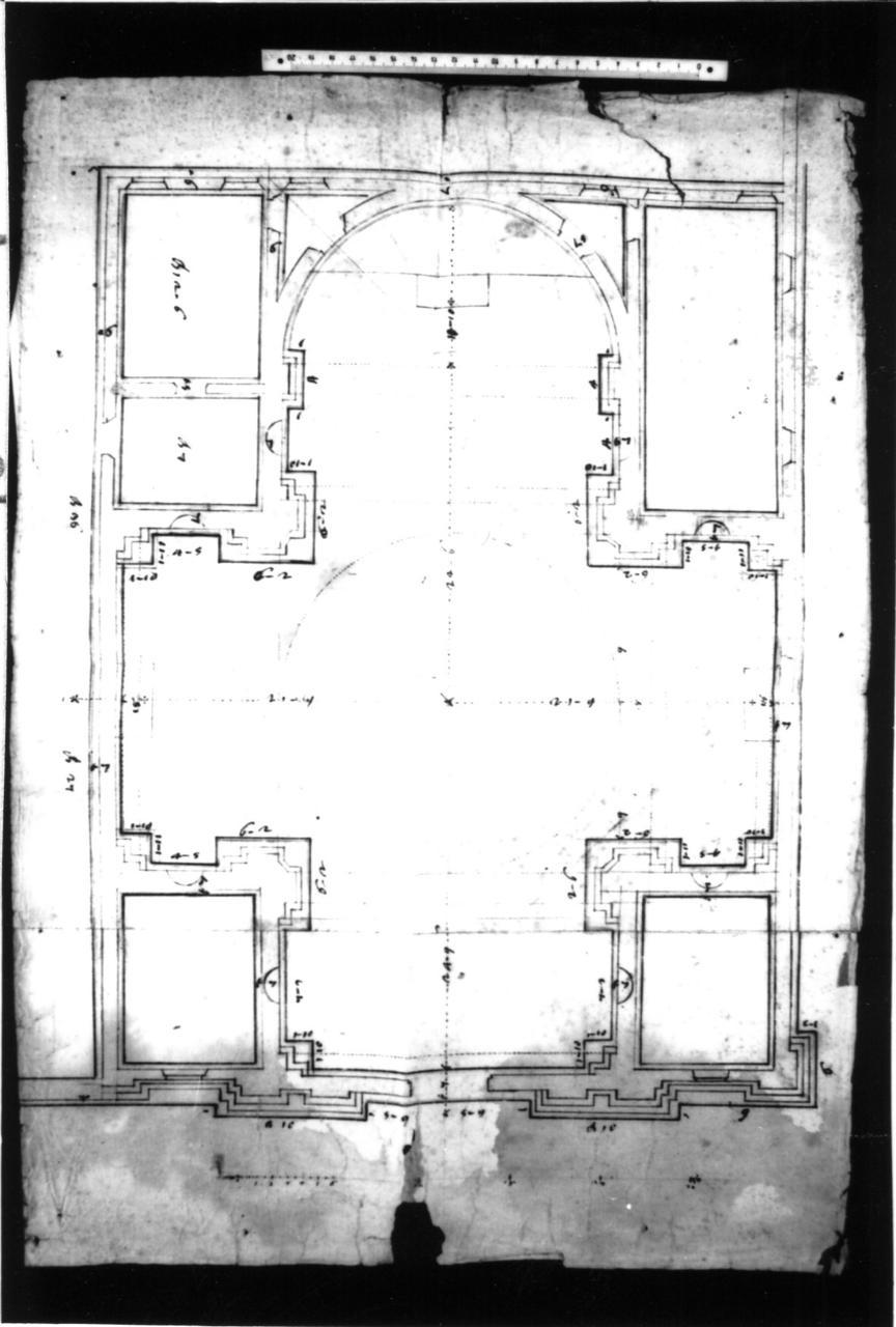 pianta della chiesa dei Gesuiti di Carpi (disegno) - ambito emiliano (seconda metà sec. XVII)