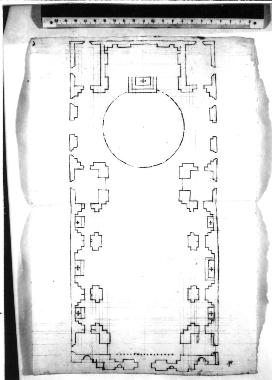 pianta per una chiesa dei Gesuiti (disegno) - ambito emiliano (seconda metà sec. XVII)