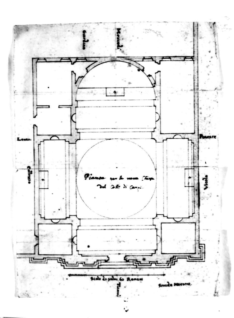 pianta della chiesa dei Gesuiti di Carpi (disegno) - ambito emiliano (sec. XVII)
