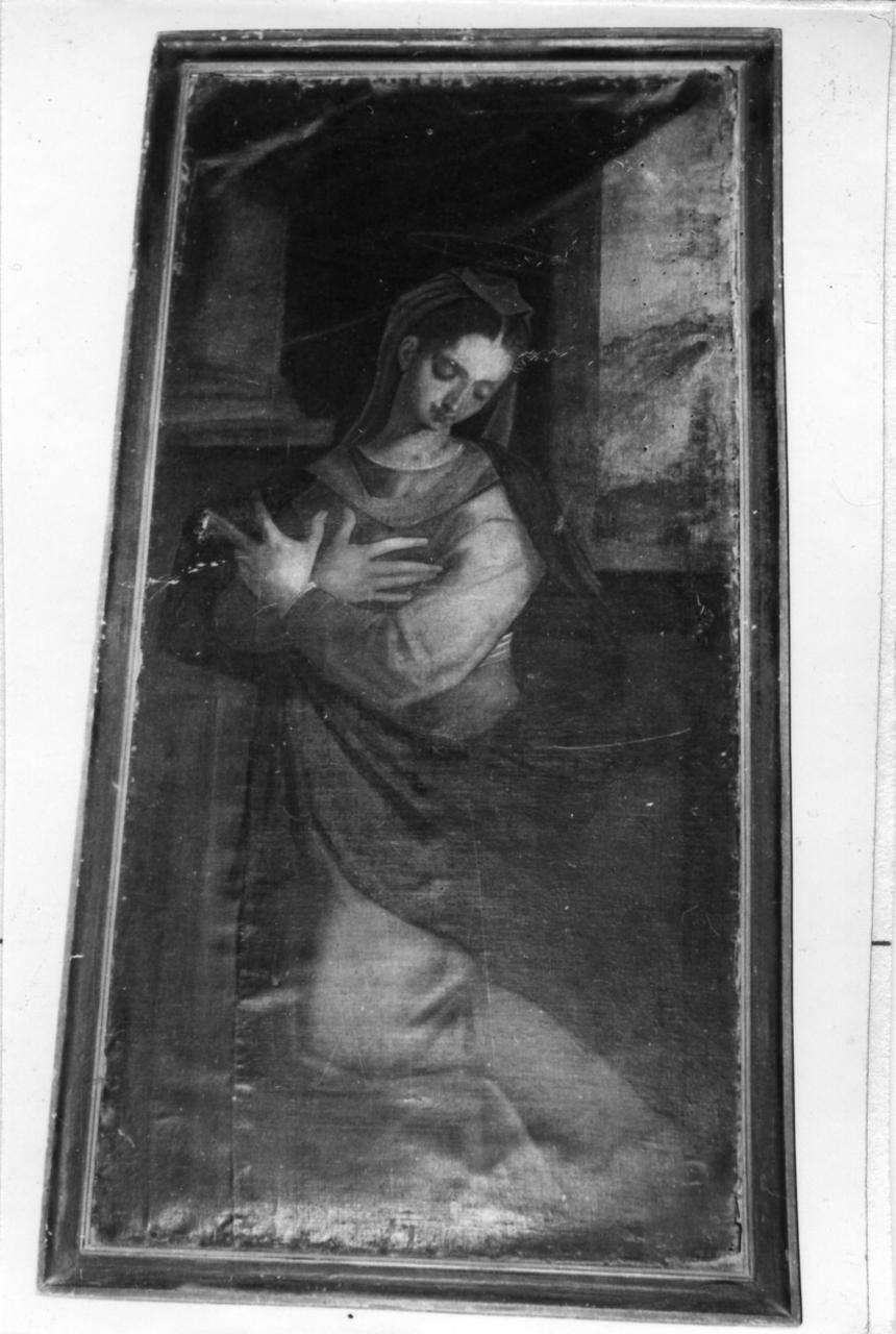 Madonna annunciata, angelo annunciante (dipinto, serie) di Piazza Paolo detto Francesco Piazza (inizio sec. XVII)