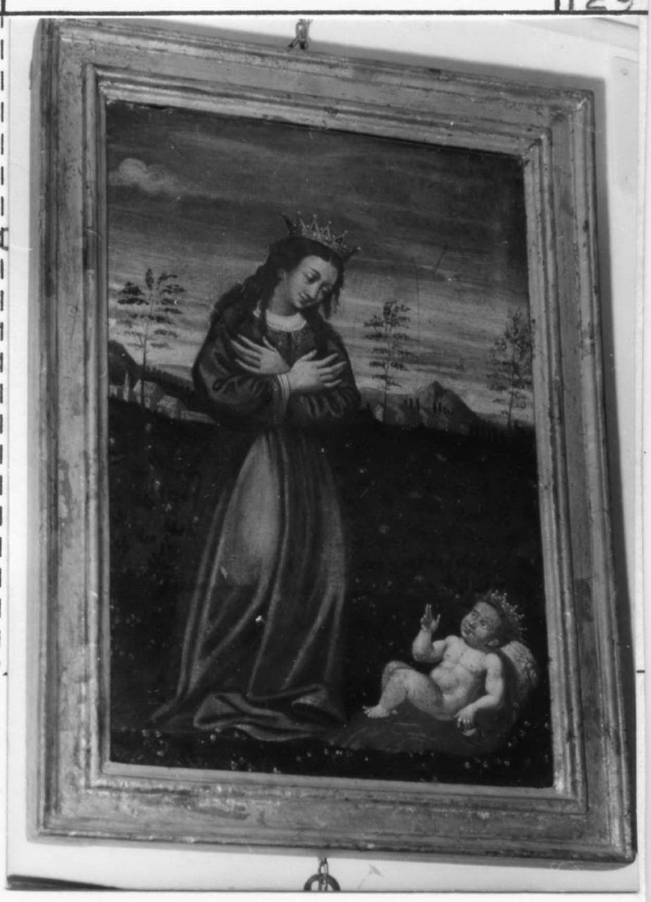 Madonna in adorazione di Gesù Bambino (dipinto) - ambito India settentrionale (fine sec. XVI)