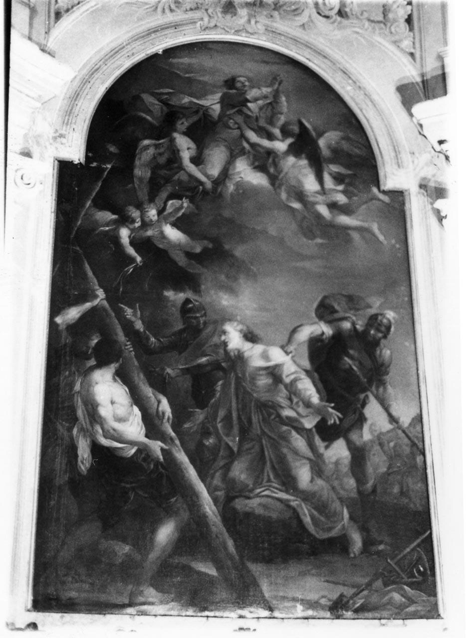 martirio di San Filippo e gloria di San Giacomo (dipinto) di Vellani Francesco (sec. XVIII)