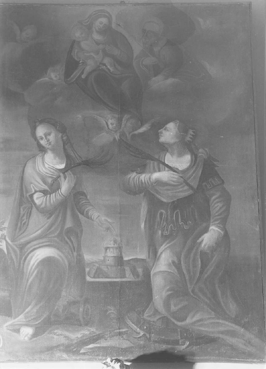 Madonna con San Giuseppe e le Sante Caterina d'Alessandria e Barbara (dipinto) - ambito emiliano (sec. XVII)