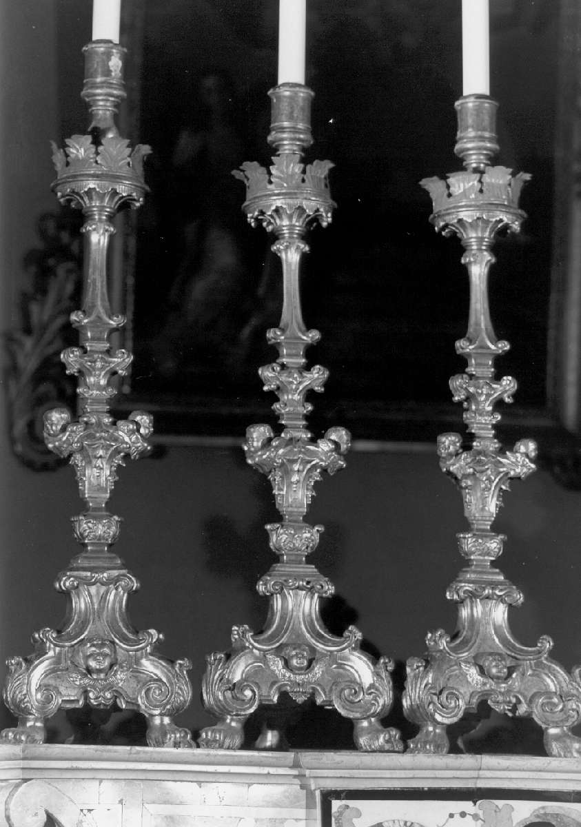 candeliere, serie - manifattura emiliana (fine/inizio secc. XVII/ XVIII)
