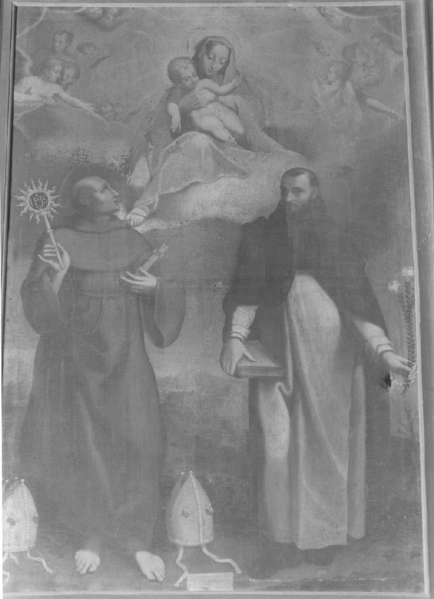 Madonna con Bambino, San Domenico e San Bernardino (dipinto) - ambito emiliano (sec. XVIII)