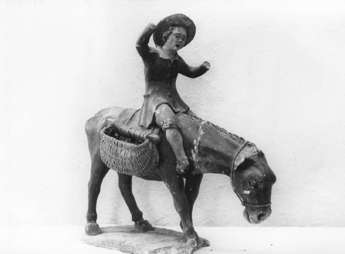 pastore a cavallo (statuetta di presepio) - manifattura emiliana (sec. XIX)