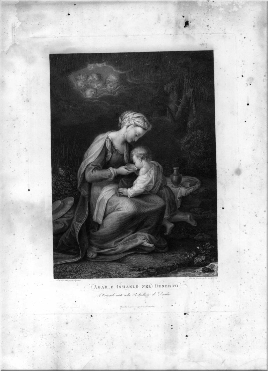 Agar e Ismaele nel deserto (stampa) di Fiori Federico detto Barocci, Garavaglia Giovita (sec. XIX)