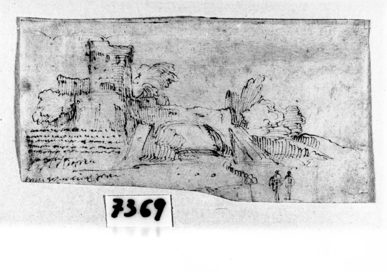 paesaggio (disegno) - ambito emiliano (sec. XVII)