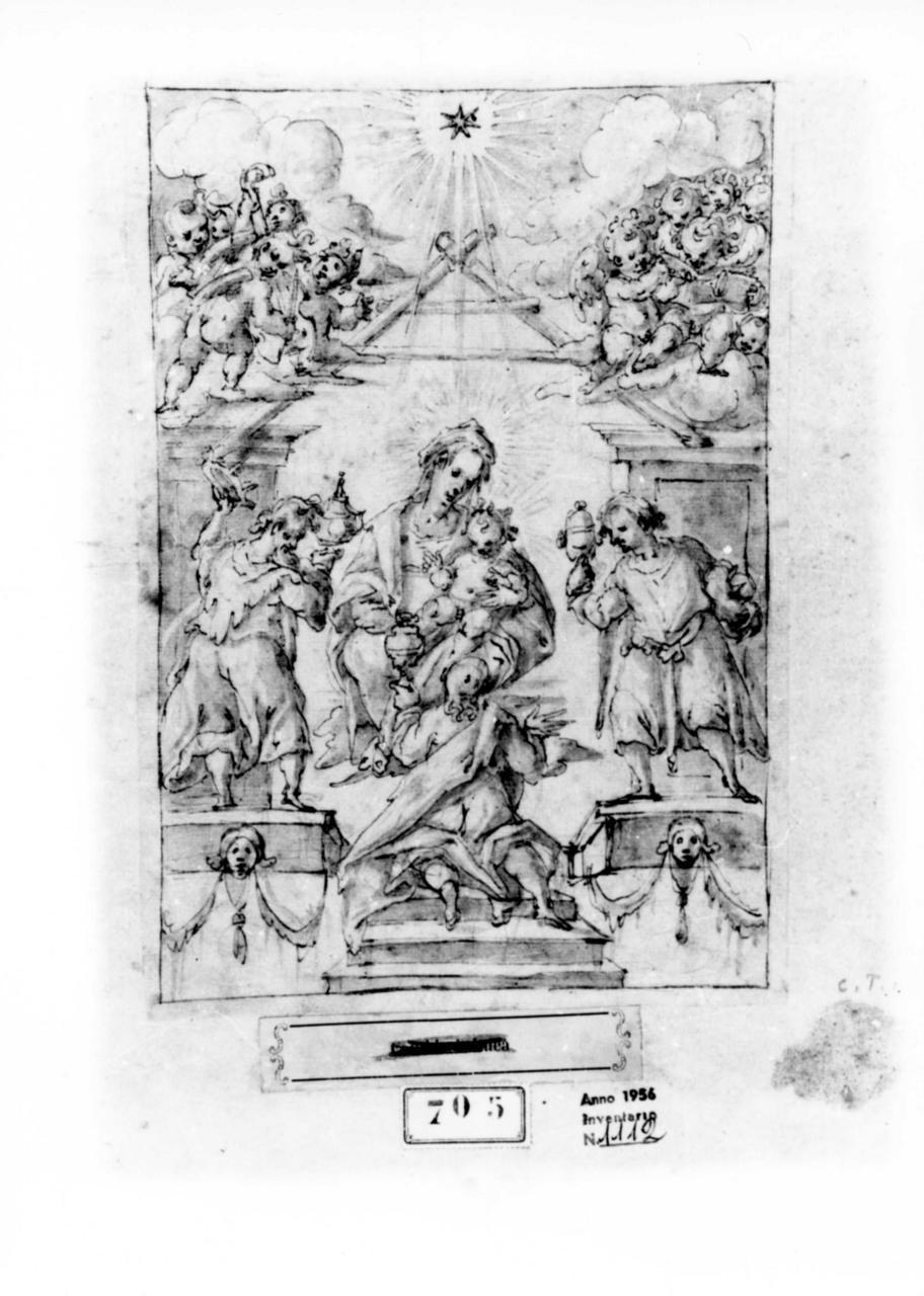 adorazione dei Re Magi (disegno) di Marchetti Marco (sec. XVI)