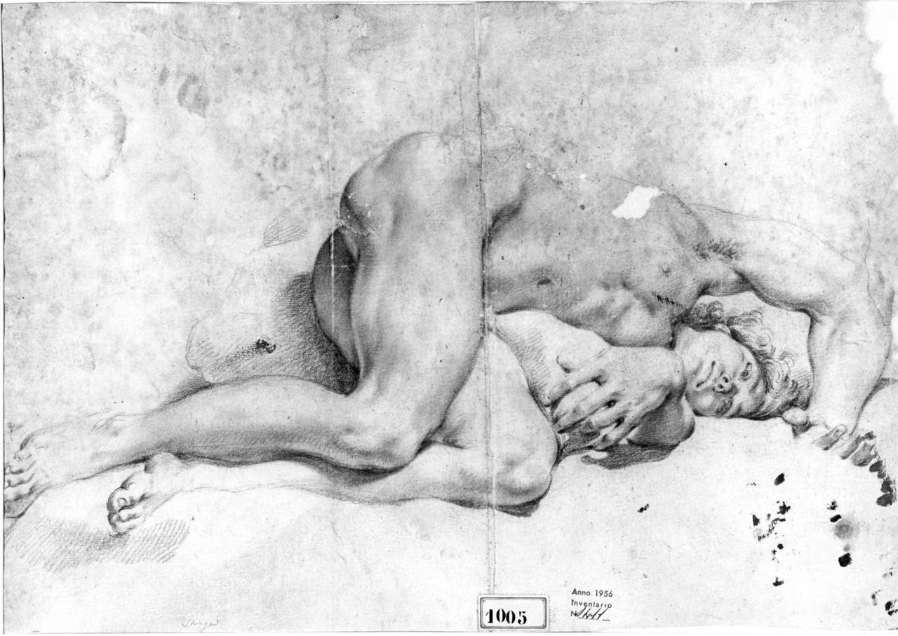 nudo virile sdraiato (disegno) di Stringa Francesco (seconda metà sec. XVII)