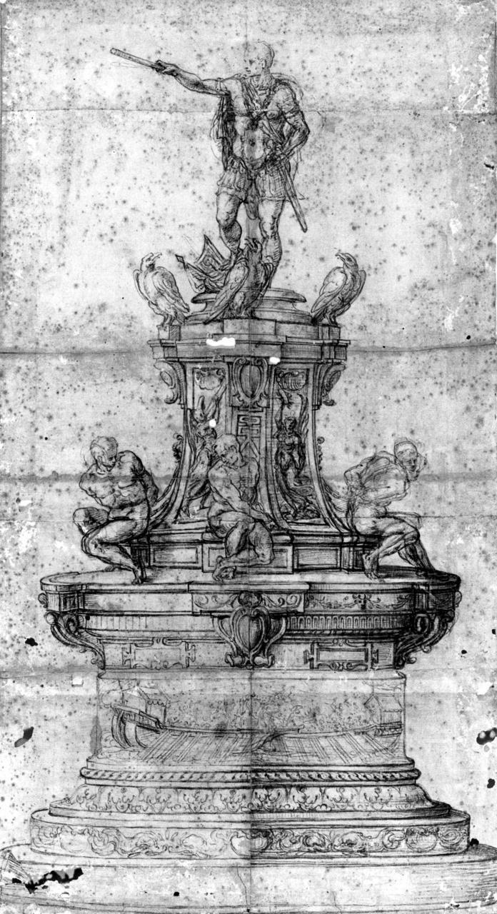 Studio di monumento celebrativo (disegno) - ambito italiano (sec. XVII)