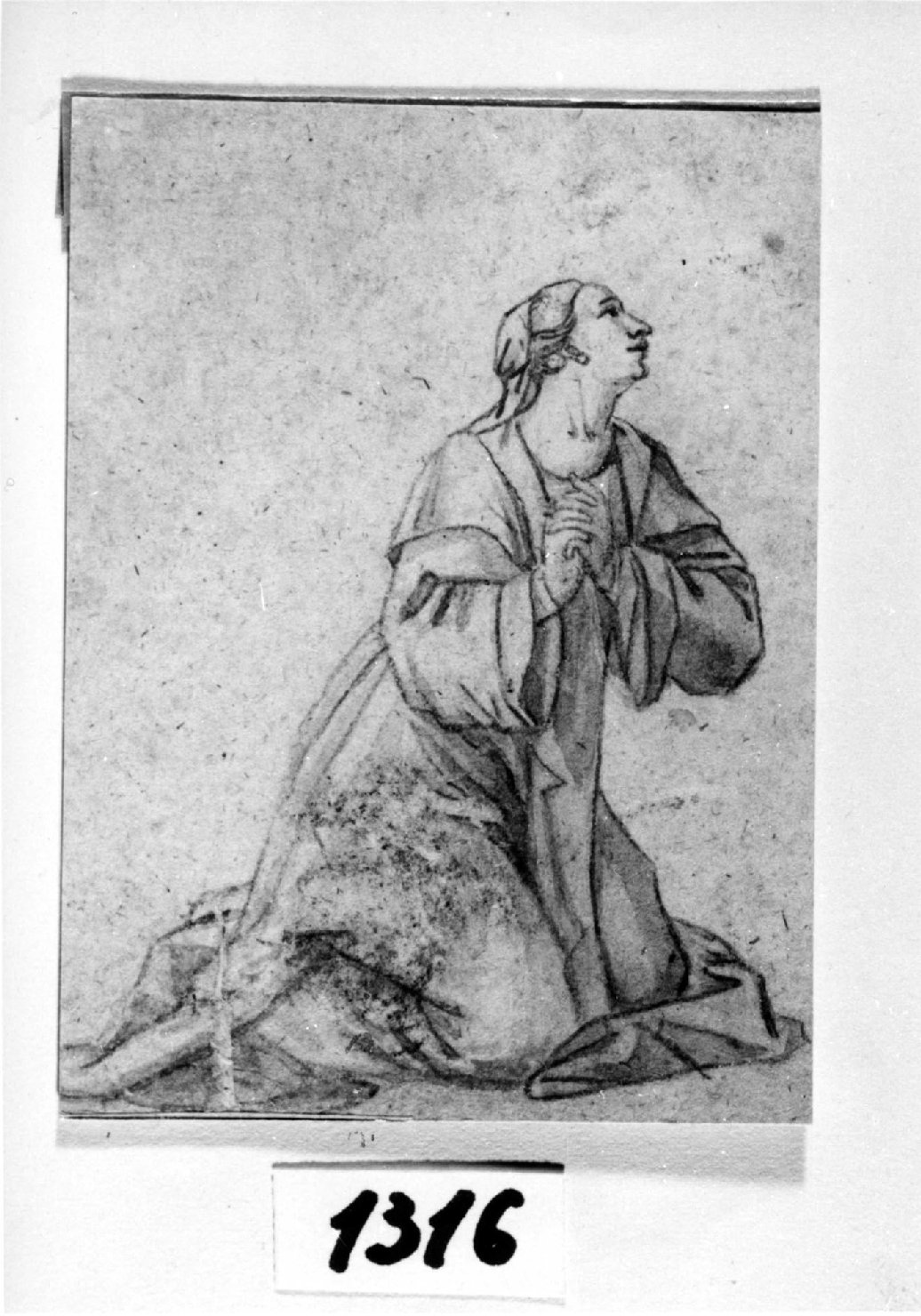 Donna in preghiera, donne in preghiera (disegno, opera isolata) - ambito italiano (prima metà sec. XVII)