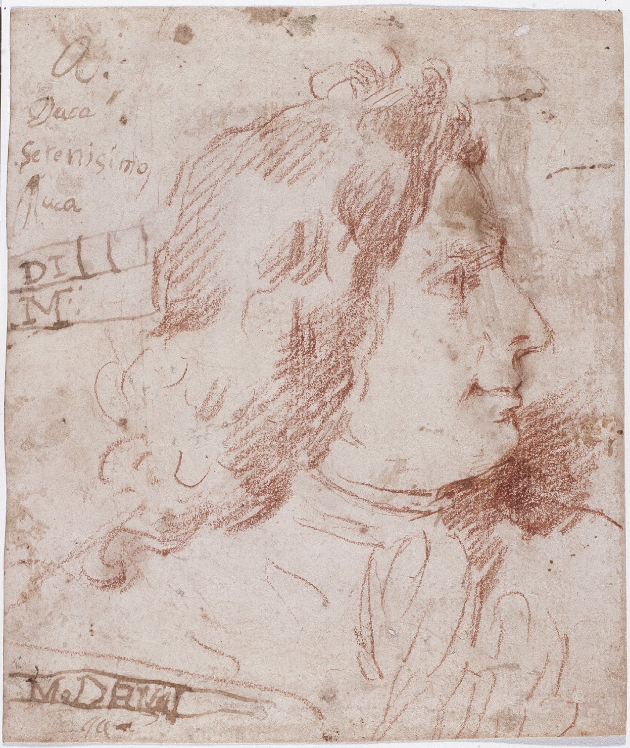 Ritratto d'uomo di profilo, ritratto d'uomo di profilo (disegno) di Mitelli Giuseppe Maria (attribuito) (fine/inizio secc. XVII/ XVIII)
