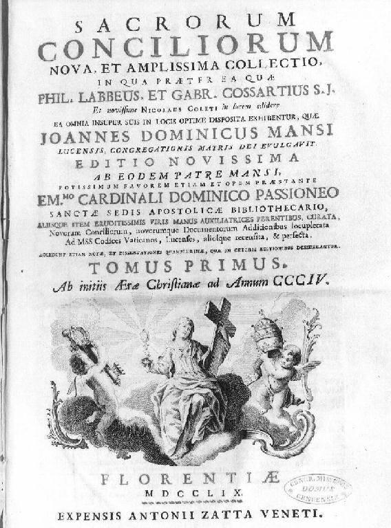 Fede tra angioletti con insegne papali (stampa, elemento d'insieme) - ambito italiano (sec. XVIII)