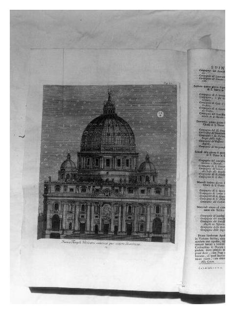 PROSPETTO DELLA BASILICA DI S. PIETRO IN VATICANO DI NOTTE (stampa) - PRODUZIONE VENETA (terzo quarto sec. XVIII)