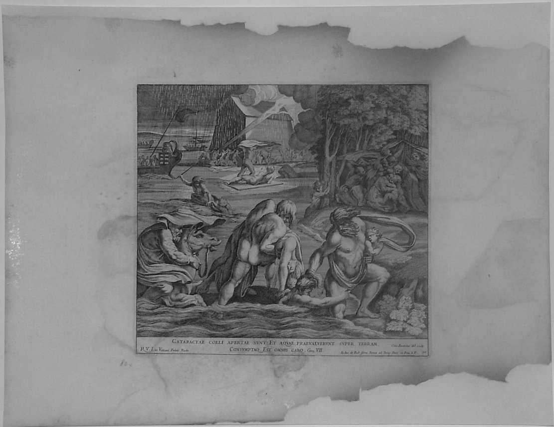 DILUVIO UNIVERSALE (stampa, serie) di Fantetti Cesare, Sanzio Raffaello (bottega) (seconda metà sec. XVII)