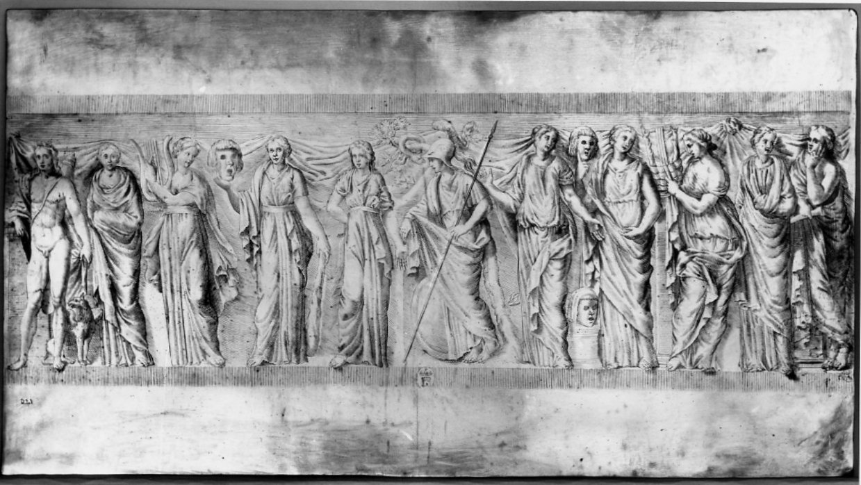 Minerva e le muse (matrice, serie) di Regnard Valerien (sec. XVII)