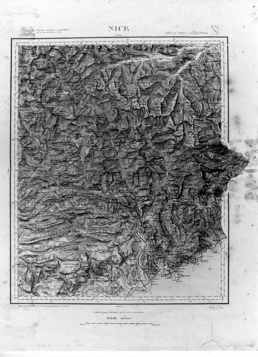 carta geografica (stampa a colori) - ambito francese (sec. XIX)