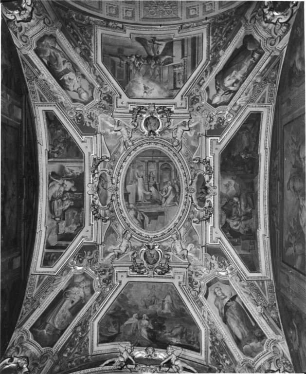 decorazione plastico-pittorica, complesso decorativo di Conti Vincenzo, Lilli Andrea, Ricci Giovanni Battista - ambito romano (ultimo quarto sec. XVI)