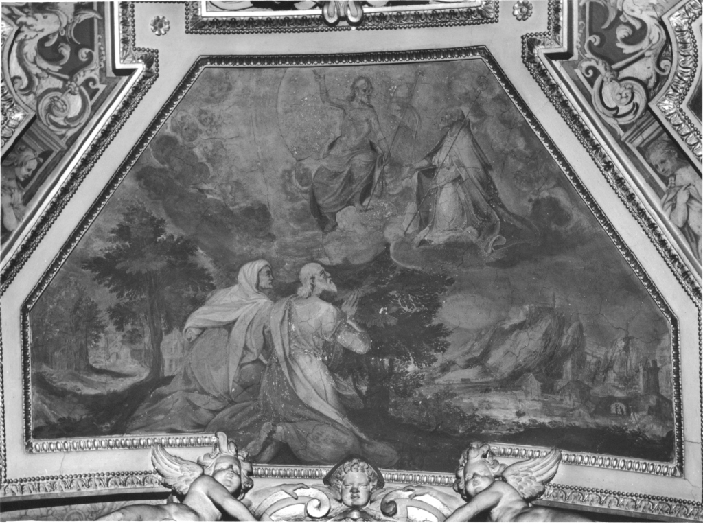 visione dei genitori di San Nicola da Tolentino (dipinto, elemento d'insieme) di Conti Vincenzo (ultimo quarto sec. XVI)