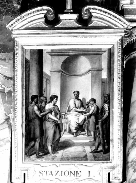 stazione I: Gesù condannato a morte (dipinto) di Campanile Raimondo (sec. XIX)