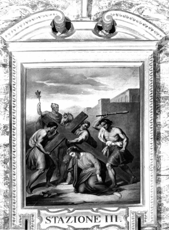 stazione XI: Gesù inchiodato alla croce (dipinto) di Campanile Raimondo (sec. XIX)