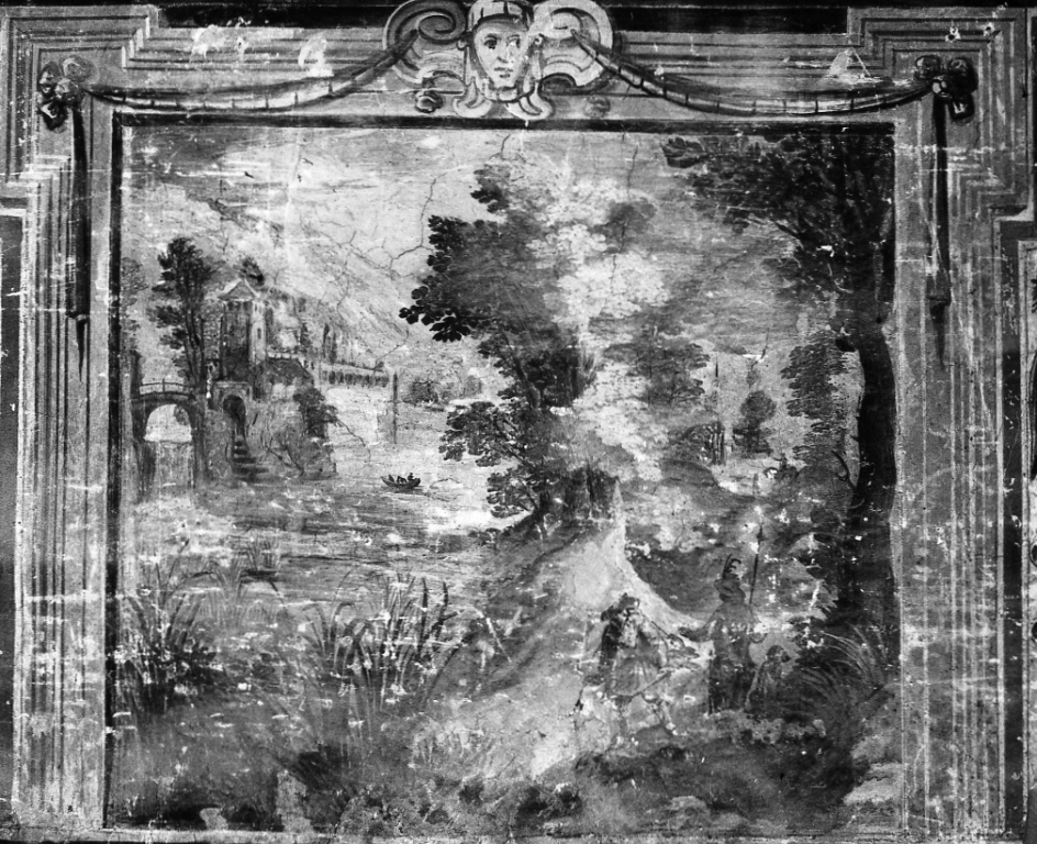 paesaggio con cacciatori (dipinto) di Brill Paul (cerchia) (fine/inizio secc. XVI/ XVII)