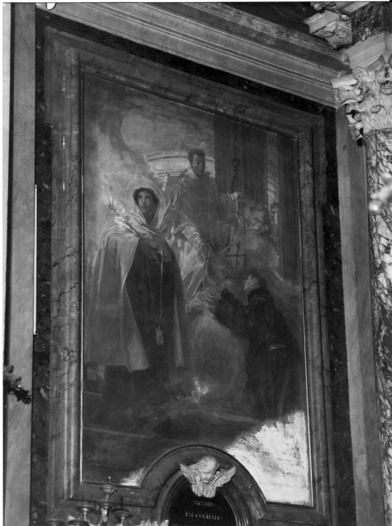 I Santi Alberto e Lorenzo e un frate carmelitano (dipinto) di Galimberti Silvio (inizio sec. XX)
