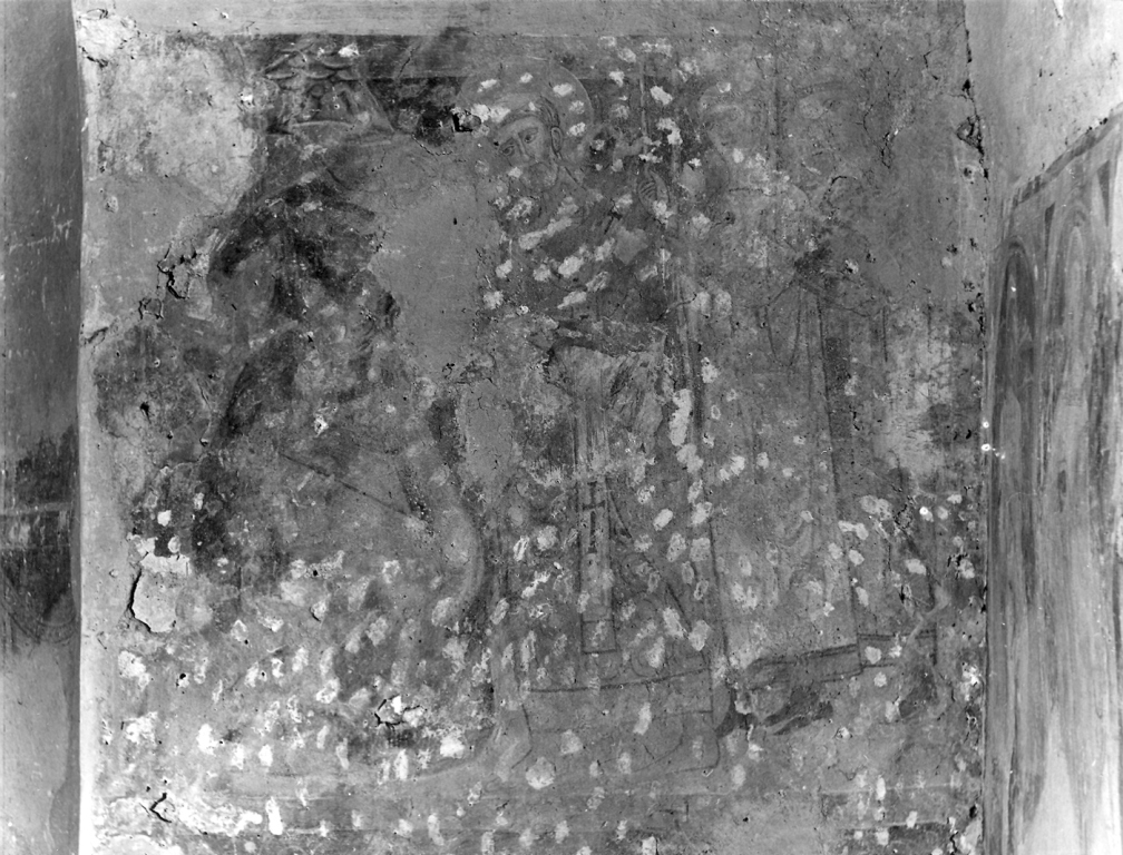 San Silvestro chiude la bocca al drago col segno della croce (dipinto, frammento) - ambito laziale (sec. XIII)