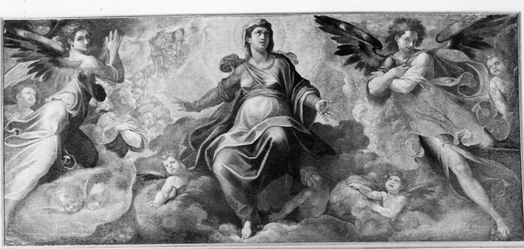 Madonna in gloria (dipinto) di Guidotti Paolo detto Cavalier Borghese (attribuito) (seconda metà sec. XVI)
