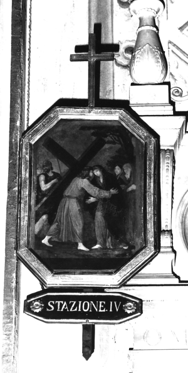 stazione IV: Gesù incontra la Madonna (dipinto) di Triga Giacomo (attribuito) (sec. XVIII)