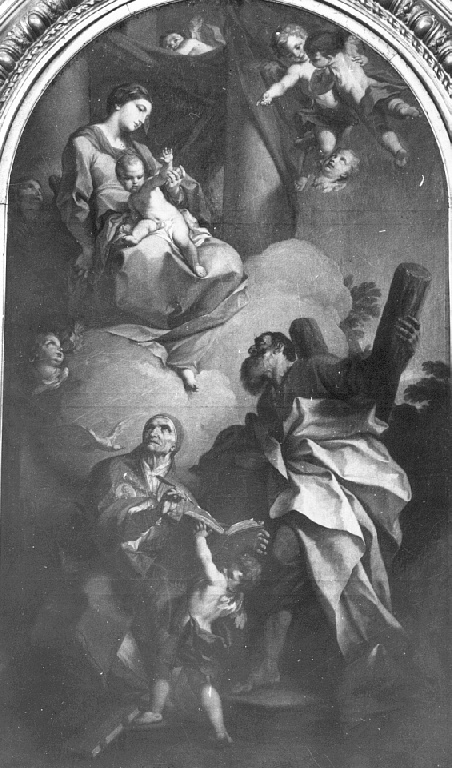 Madonna con Bambino e i santi Andrea e Gregorio Magno (dipinto) di Balestra Pietro (sec. XVIII)