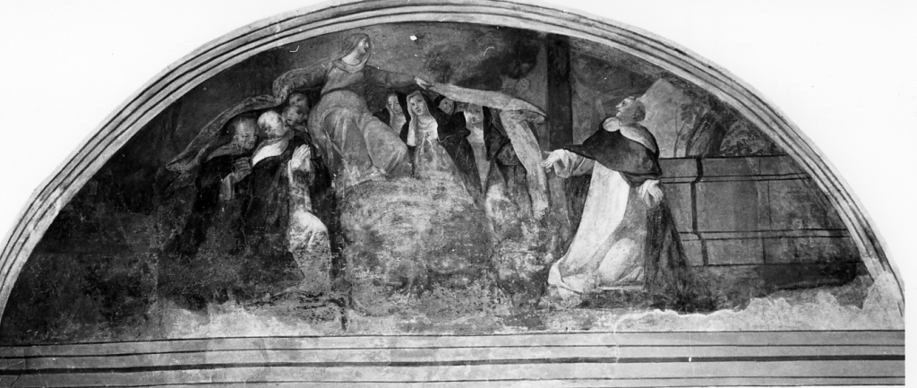 Madonna mostra a San Domenico i suoi figli domenicani defunti accolti sotto il suo manto (dipinto) di Casali Andrea (sec. XVIII)