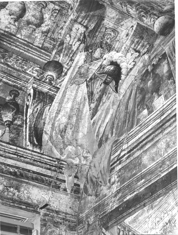 Elmi, frecce, bandiere (dipinto) - ambito romano (sec. XVIII)