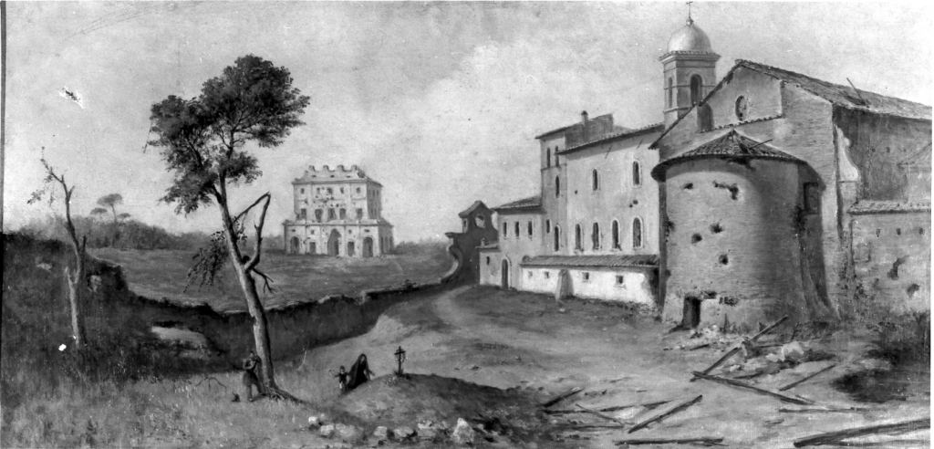 Chiesa di San Pancrazio e Casino dei Quattro Venti (dipinto) di Faure Alessandro (sec. XX)