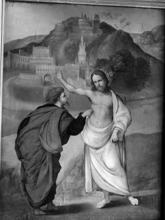 L'incredulità di San Tommaso (dipinto) di Mazzola Ludovico detto Mazzolino (sec. XVI)
