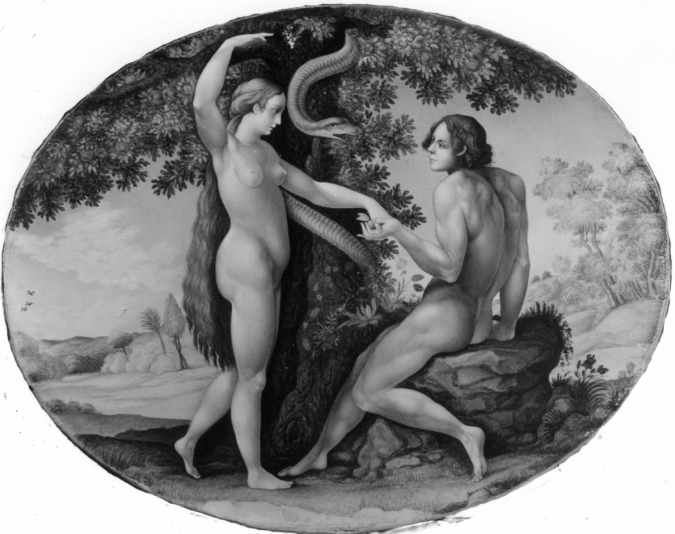 Adamo ed Eva (dipinto) di Bisi Bonaventura detto Padre Pittorino (sec. XVII)