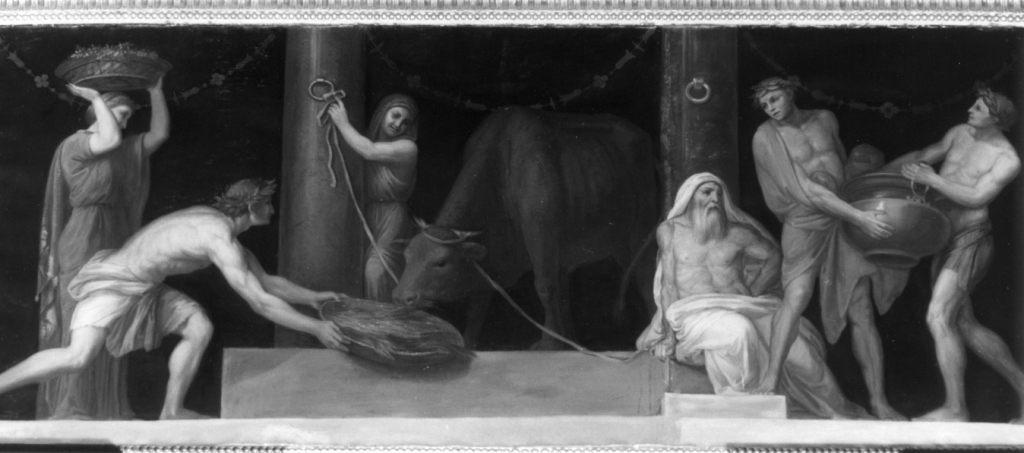 L'allevamento del toro Apis (dipinto) di Conca Tommaso (sec. XVIII)