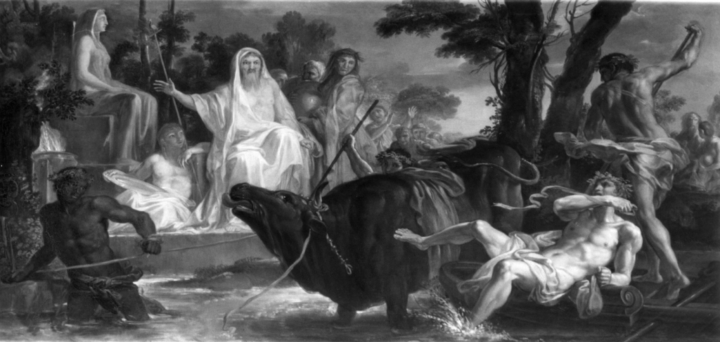 Affogamento del toro Apis (dipinto) di Conca Tommaso (sec. XVIII)