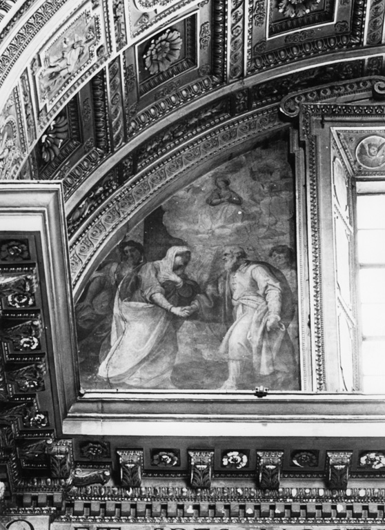 incontro di Sant'Anna e San Gioacchino alla porta aurea (decorazione pittorica) di Casolani Cristoforo (attribuito) (sec. XVII)