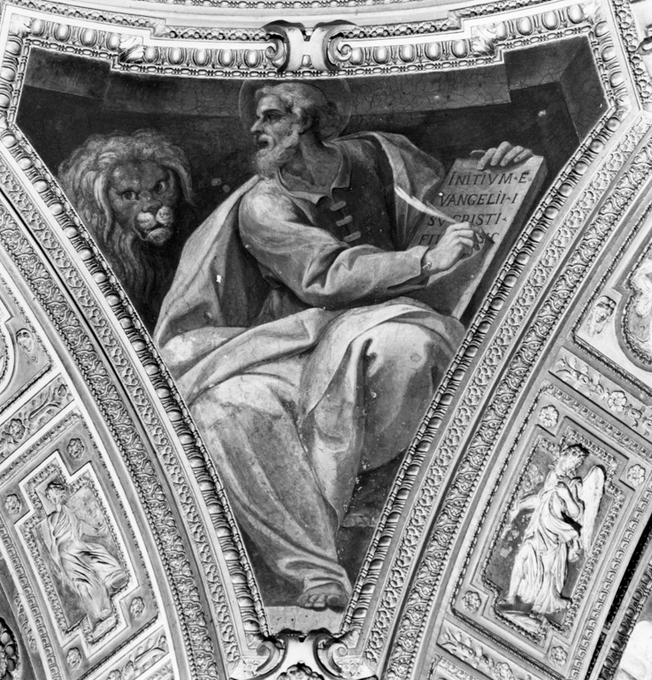 San Marco Evangelista (decorazione pittorica, elemento d'insieme) di Casolani Cristoforo (attribuito) (sec. XVII)