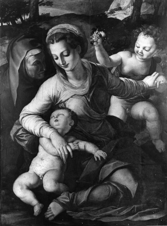 Sacra Famiglia con San Giovannino e Sant'Elisabetta (dipinto) - ambito fiorentino (prima metà sec. XVI)
