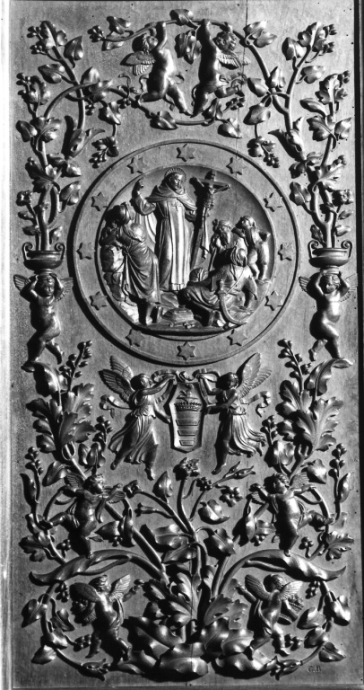 San Giovanni de Matha predica agli infedeli (rilievo) di Fontana Francesco, Burzagli G (sec. XIX)