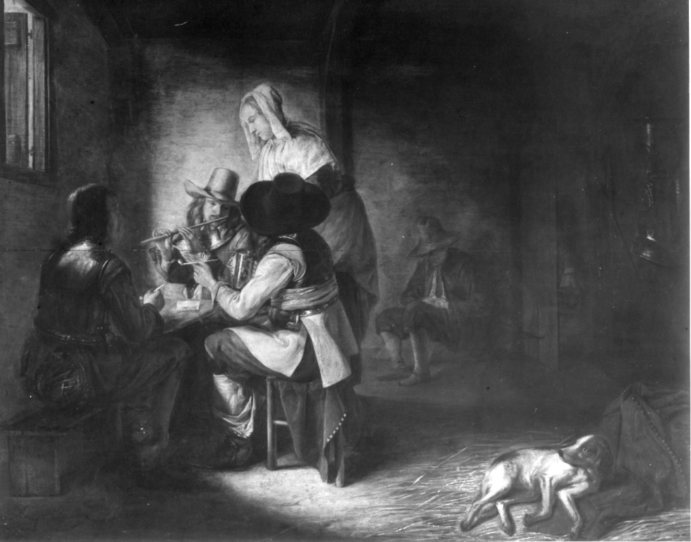 Interno con flautista (dipinto) di De Hooc (sec. XVII)