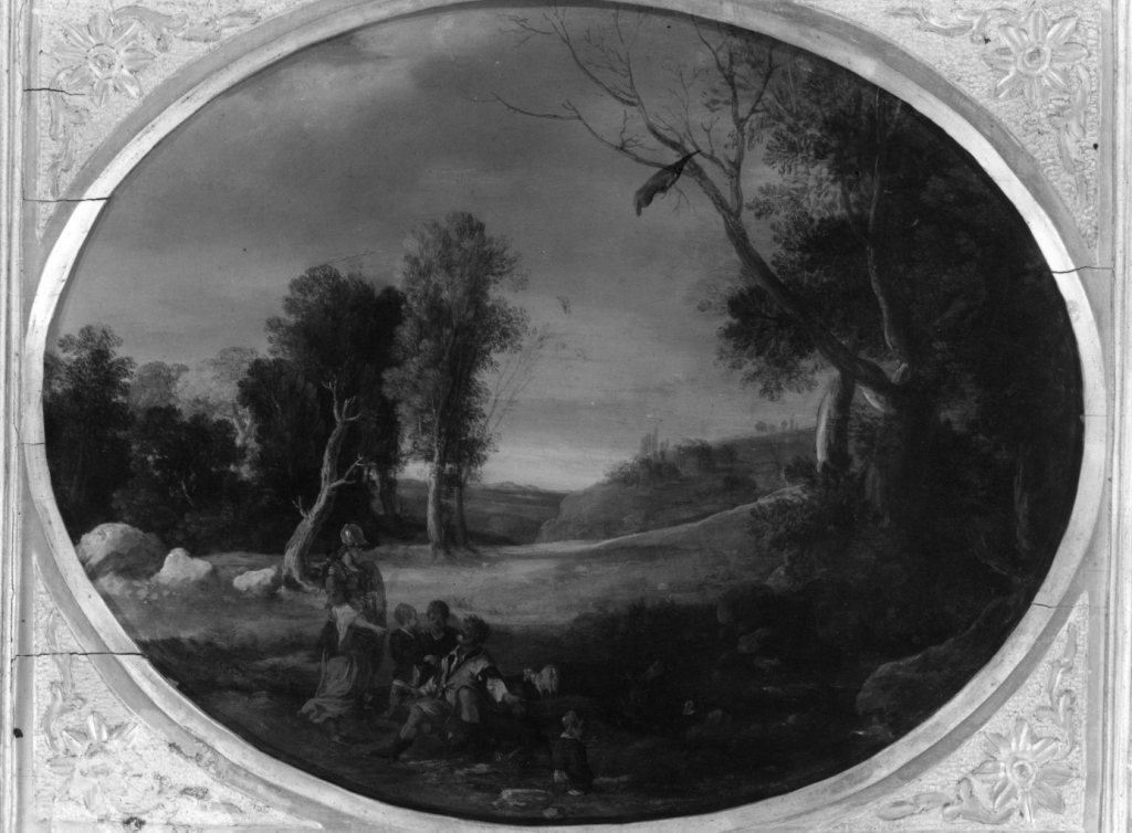 Paesaggio con Erminia (?) tra i pastori (dipinto) di Van Ryssen Cornelis (terzo quarto sec. XVII)