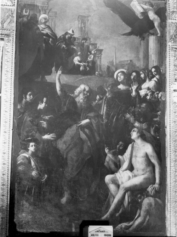 San Giovanni Evangelista resuscita un morto (pala d'altare) di Baglione Giovanni (sec. XVII)