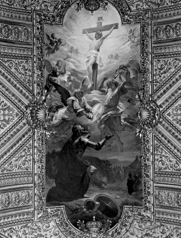 Apparizione del Crocifisso al re Alfonso Enrico (dipinto) di Nobili Salvatore (attribuito) (sec. XIX)